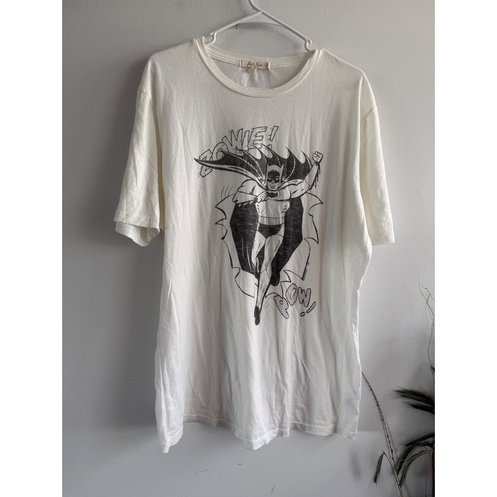 Junk Food Mens Batman‎ Zowie Pow Graphic T-Shirt White Cotton Large DC Comics
